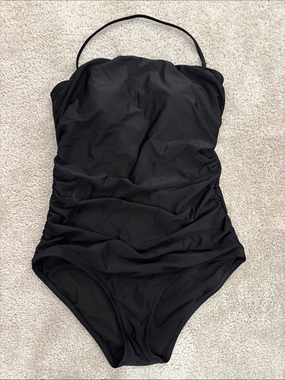 J. Crew Black Ruched One-Piece Swimsuit with Removable Halter